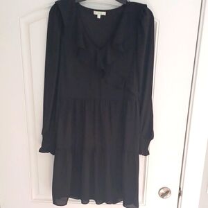 Black Tuckerneck Dress, Crepe, Size XS